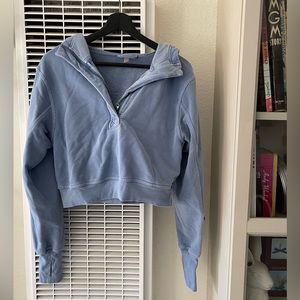 Free People MVMT baby blue cropped half zip up hoodie with arm pocket
